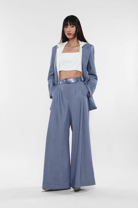 Palazzo trousers with pressed pleat
